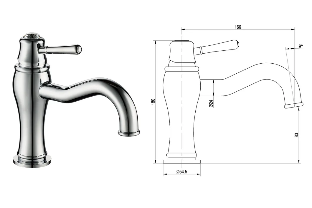 Modern Stereo Single Hole Solid Brass Bathroom Basin Faucet