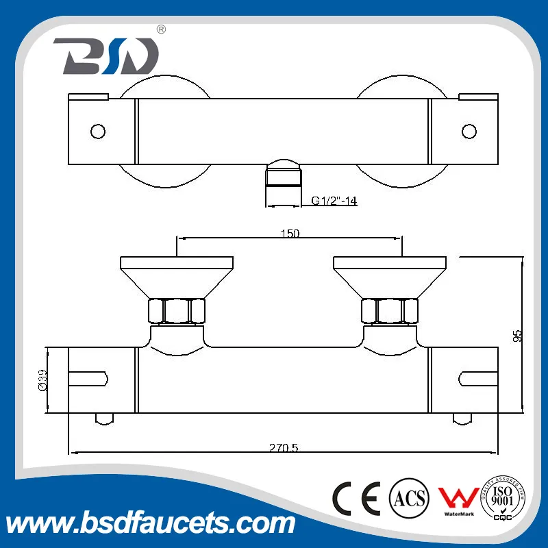 New Chrome Polished Wall Mounted Thermostatic Shower Valve Faucet Bathroom