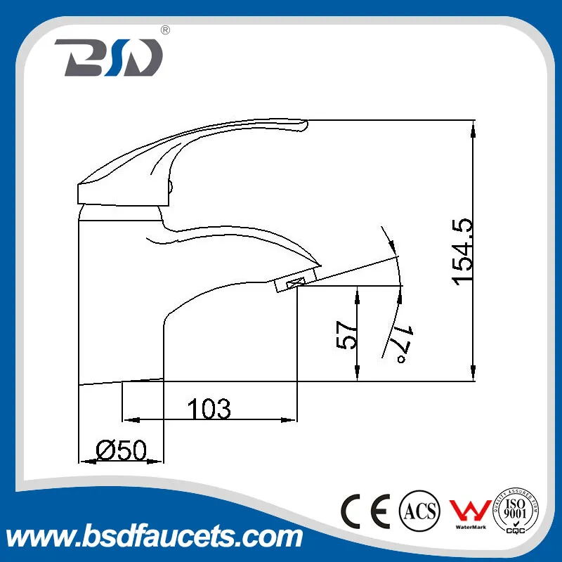 One Handle Brass Bath Mixer in Chrome Finishing
