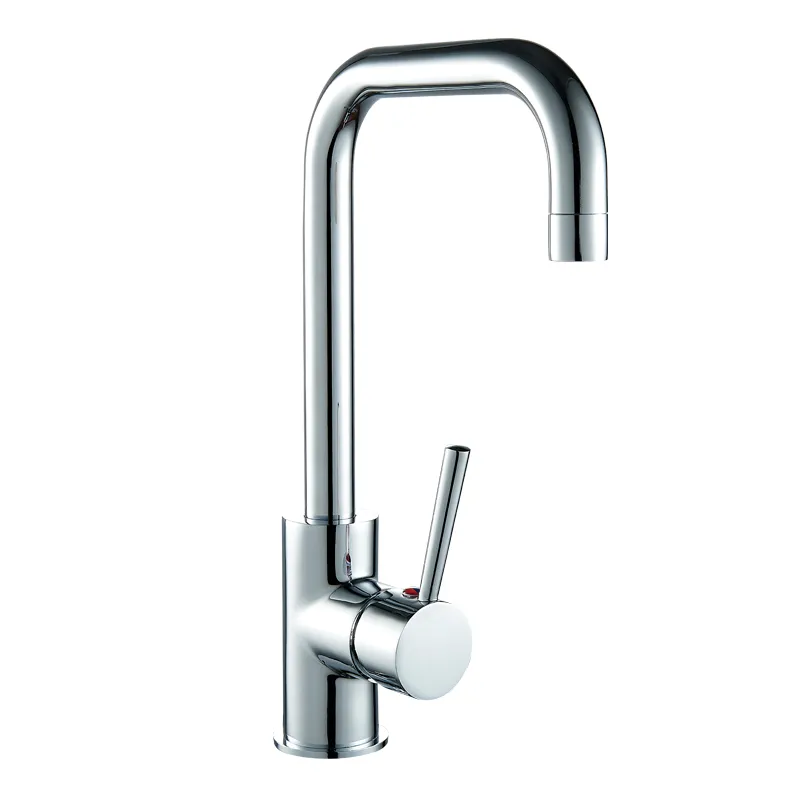 One Handle Chrome Polished Sink Mixer Brass Deck Mounted Kitchen Faucet