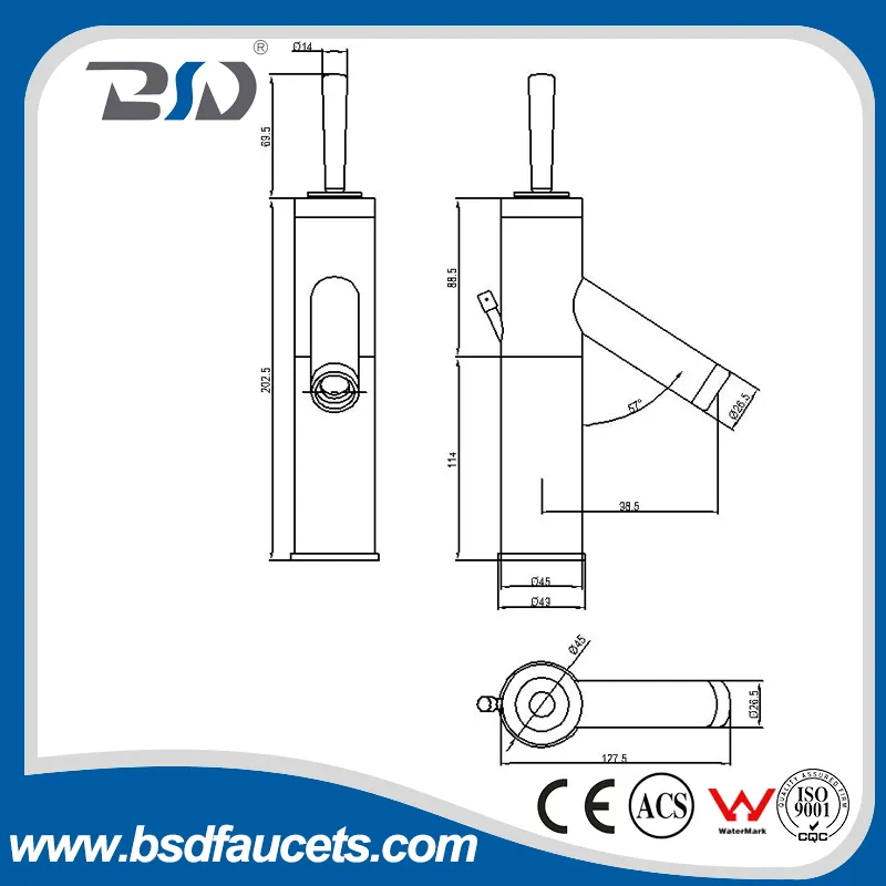 Popular Brass Body Bathroom Water Joystick Handle Chrome Basin Faucet