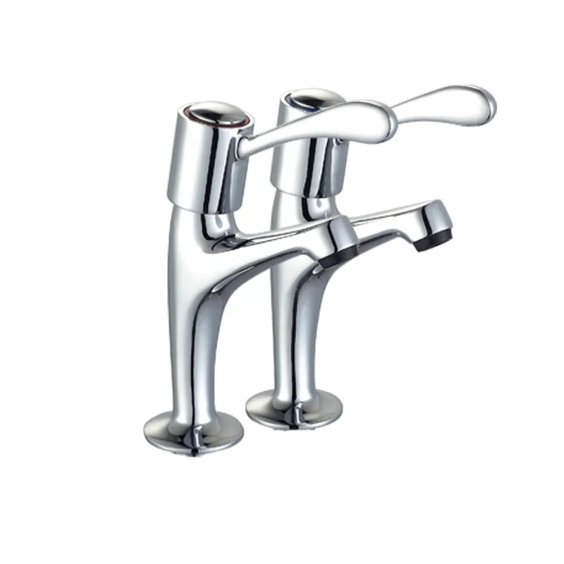 Rapid Turn on off High Neck Deck Mounted Pillar Sink Tap