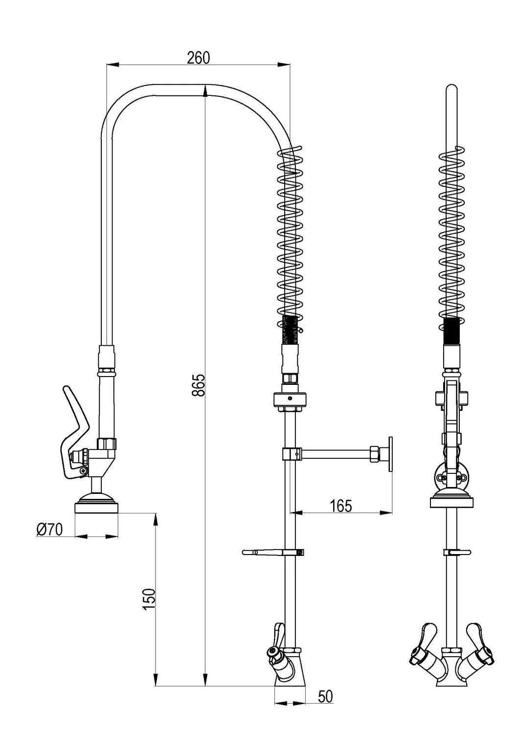 Restaurant High Pressure Pull out Dishwasher Faucet