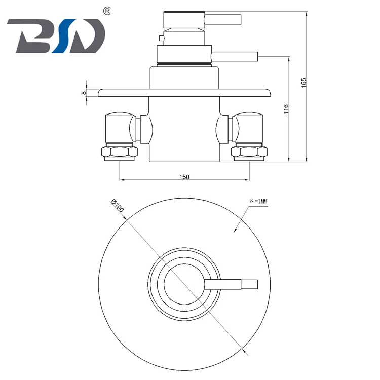 Round Plate Concealed Brass Shower Room Eco-Friendly Thermostatic Shower Valve