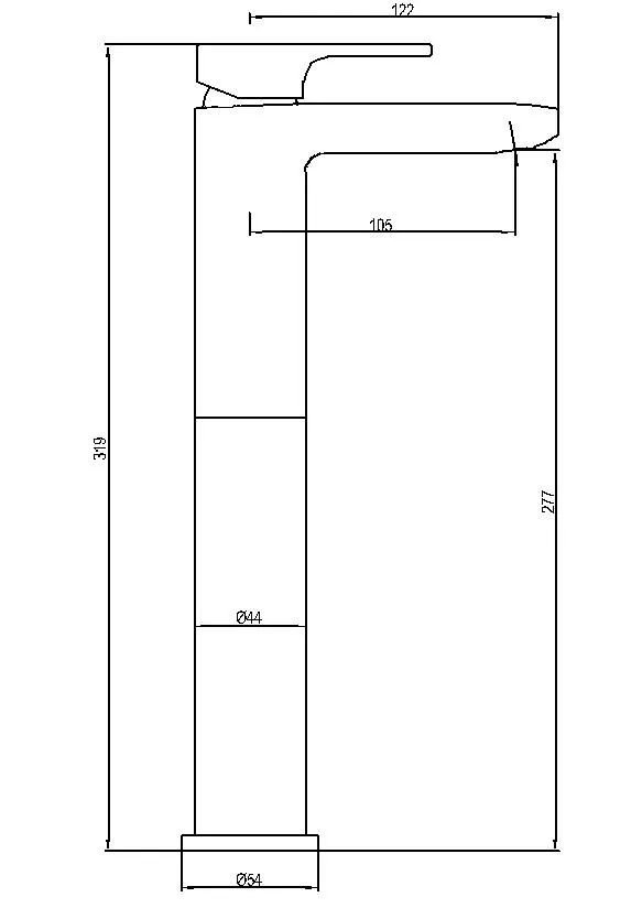 Sanitary Ware Single Lever 25mm Cartridge Extended Basin Tap
