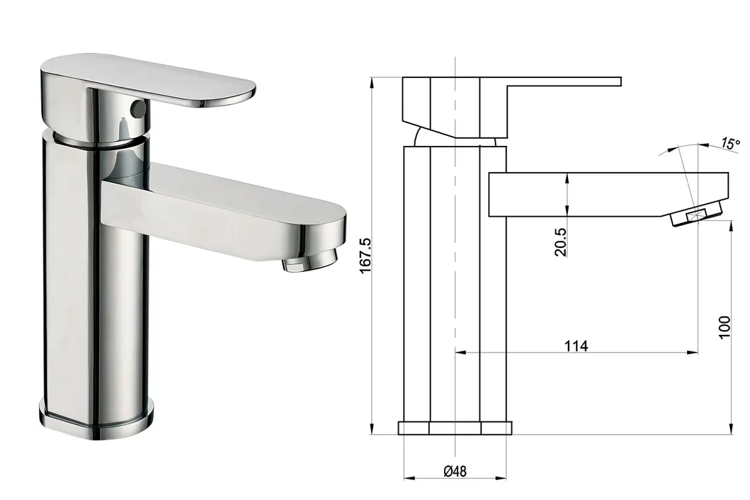 Single Handle Bathroom Sink Faucet Brass Basin Mixer, Chrome Finish