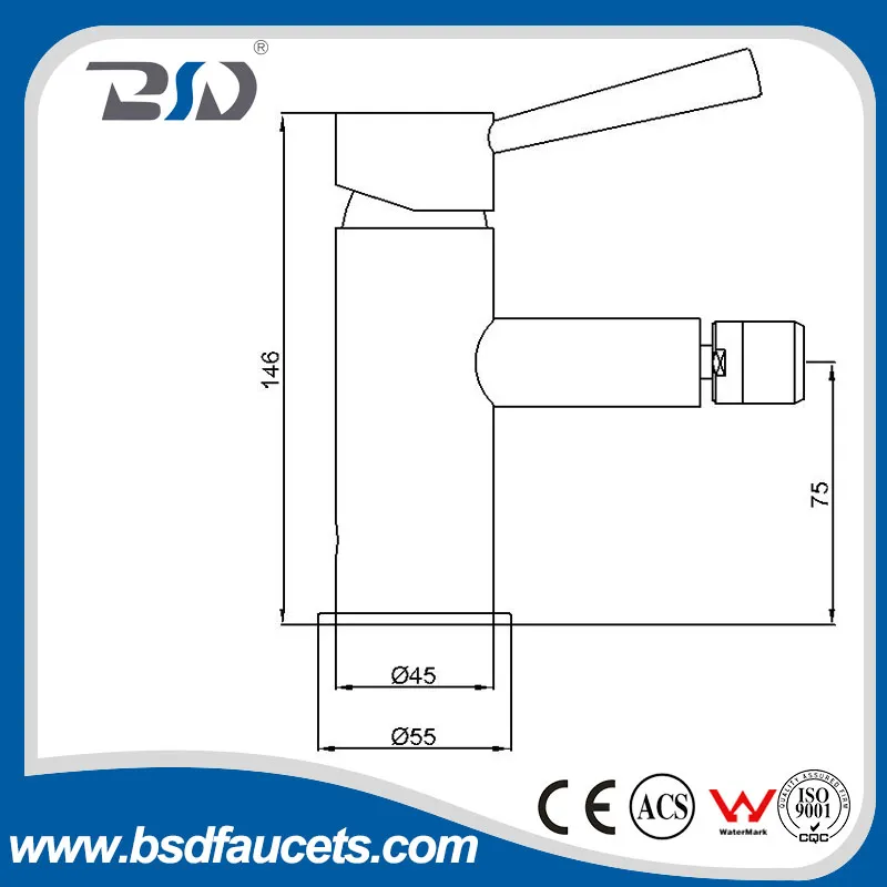 Single Handle Brass Chrome Bidet Faucet Mixer