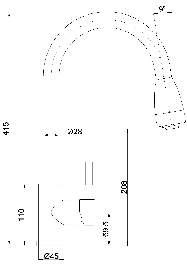 Single Handle Brushed Pull Down Stainless Steel Sink Faucet