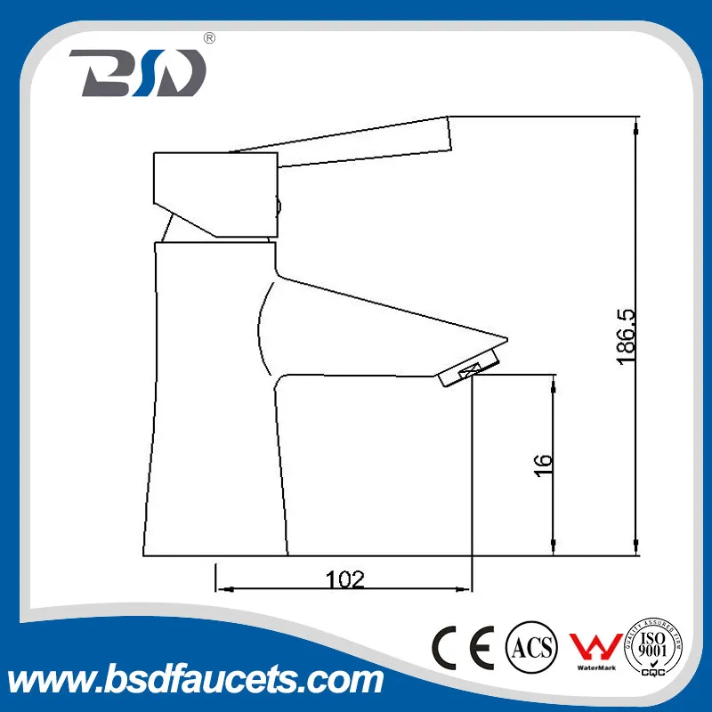 Single Handle Dr Material Brass Chrome Watermark Basin Mixer