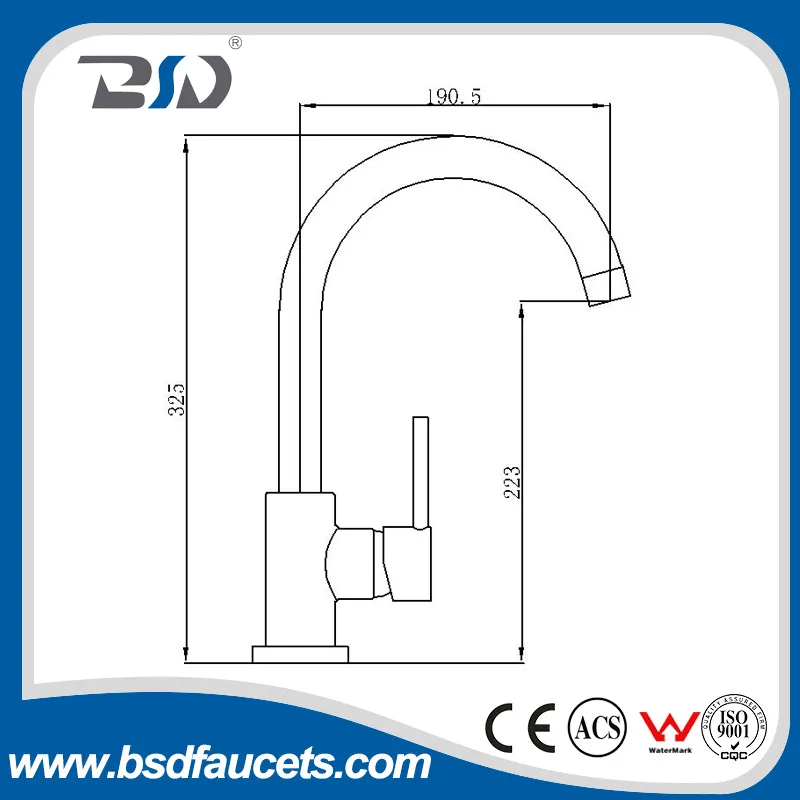 Single Handle Gooseneck Watermark Approval Kitchen Faucet Sink Water Mixer
