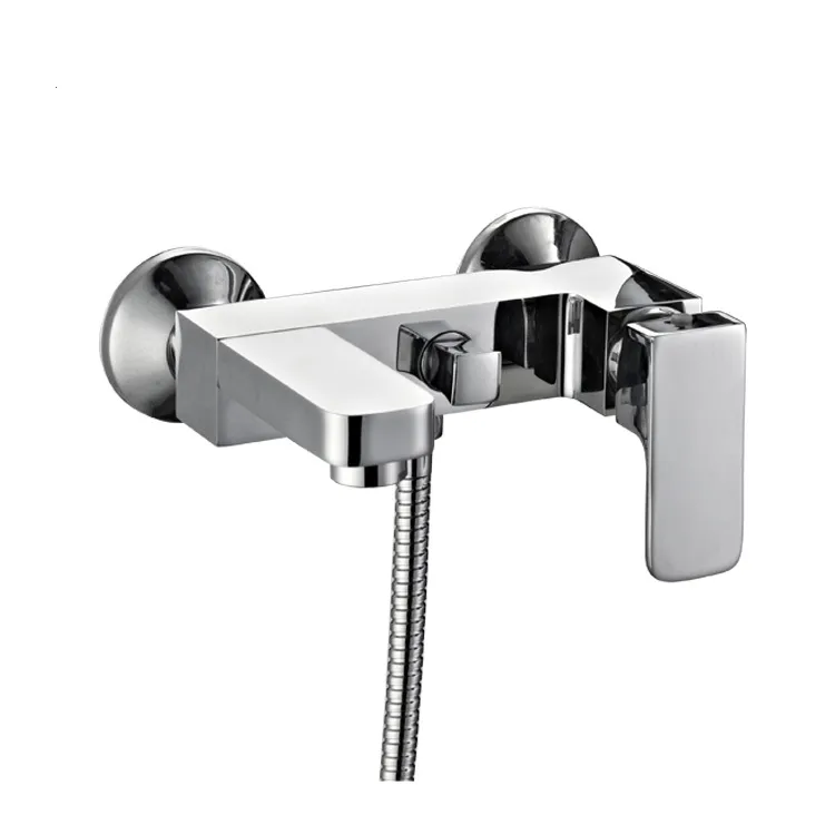Single Handle Square Wall Mounted Bath Bathroom Chrome Faucet