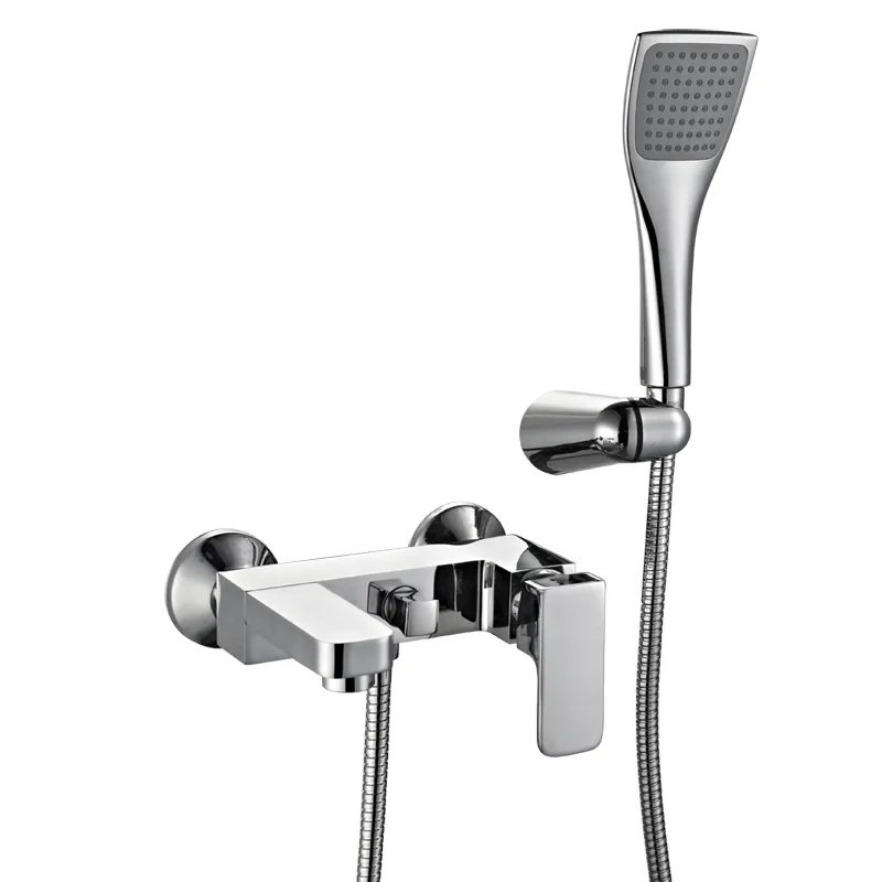 Single Handle Square Wall Mounted Bath Bathroom Chrome Faucet