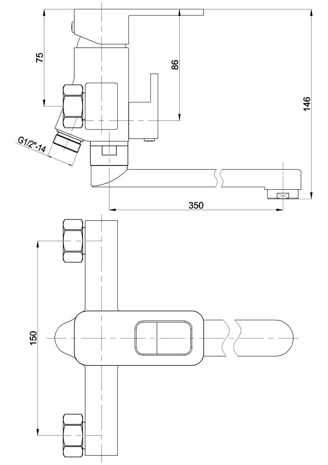 Single Lever Bathtub Faucet with Brass Swiveling Spout