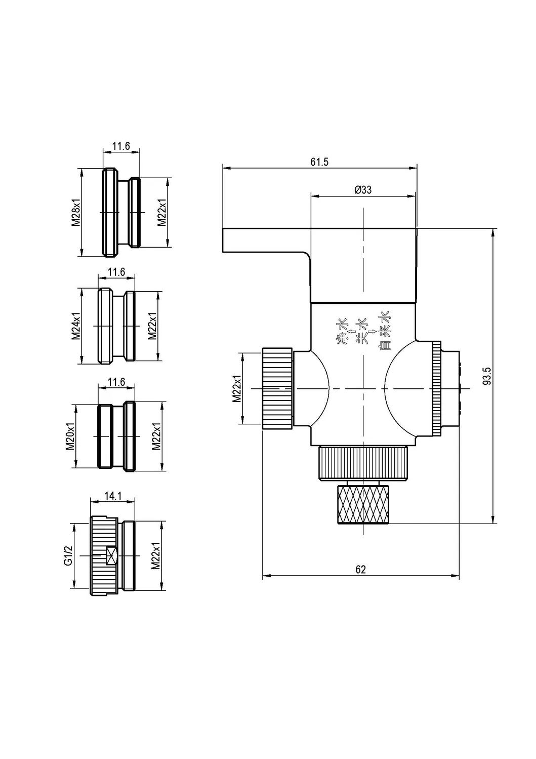 Single Lever Brass Shower Valve Connect Different Size Diverter