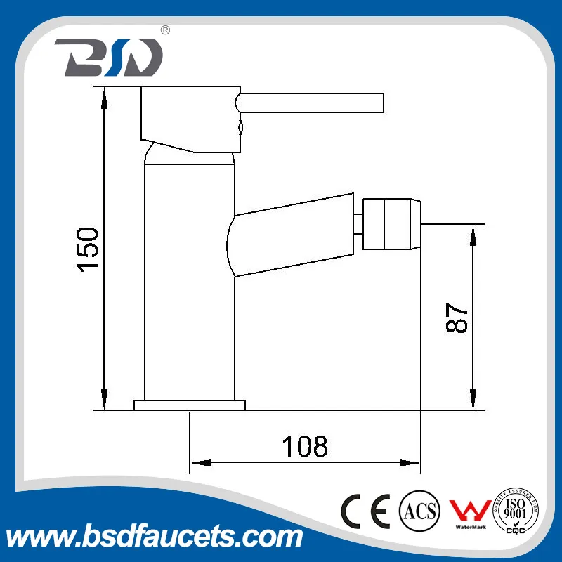 Single Lever China Factory Chrome Brass Bathroom Bidet Faucet Mixer
