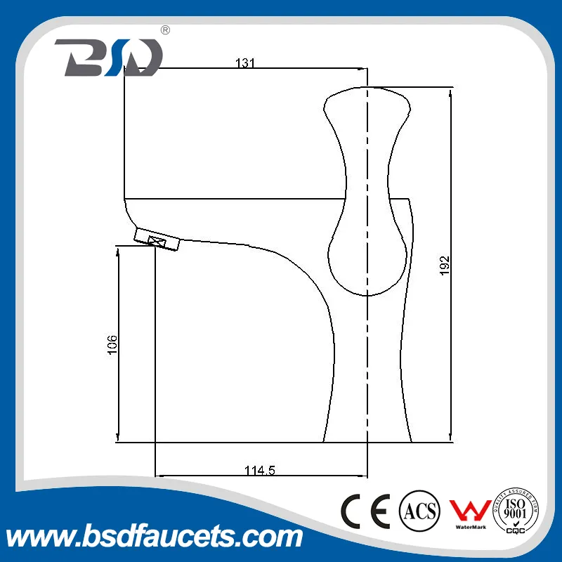 Single Lever Deck Mounted Chrome White Water Basin Mixer Faucet