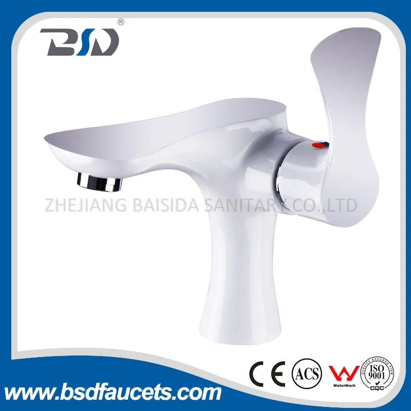 Single Lever Deck Mounted Chrome White Water Basin Mixer Faucet