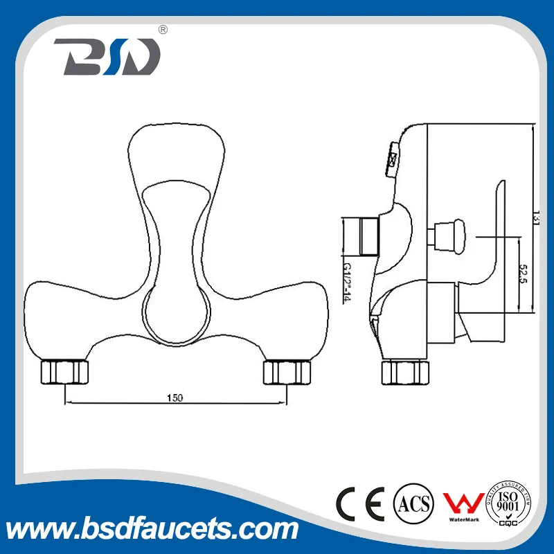Single Lever Golden Finish Bath Shower Faucet Mixer for Bathroom