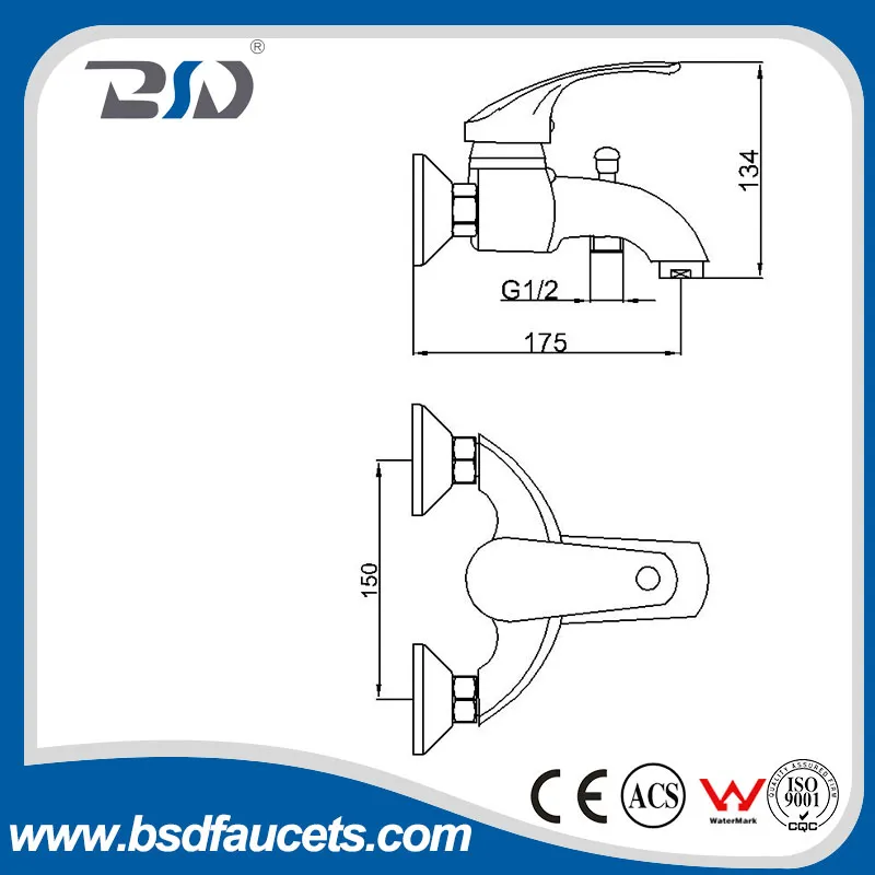 Single Lever Heavy Bath Mixer Chrome Plated