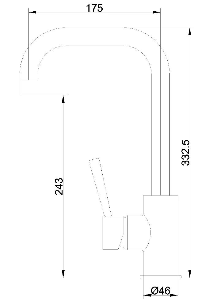 Single Lever High Neck Brass Spout Kitchen Faucet