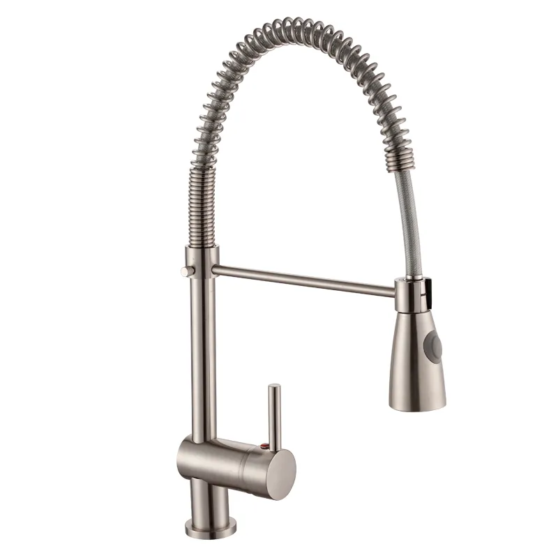 Single Lever Spring Pull-out Chrome Plated Kitchen Faucet