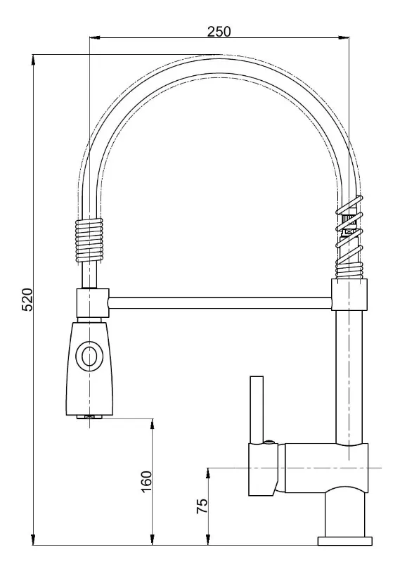Single Lever Spring Pull-out Chrome Plated Kitchen Faucet