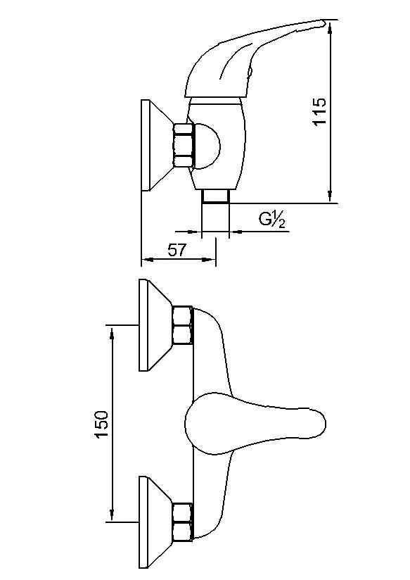 Single Lever Wall-Mount Classical Bathroom Shower Faucet Chromed Mixer