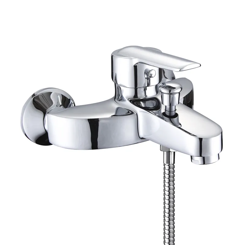 Single Lever Wall Mounted Brass Bath Tub Faucet Mixer