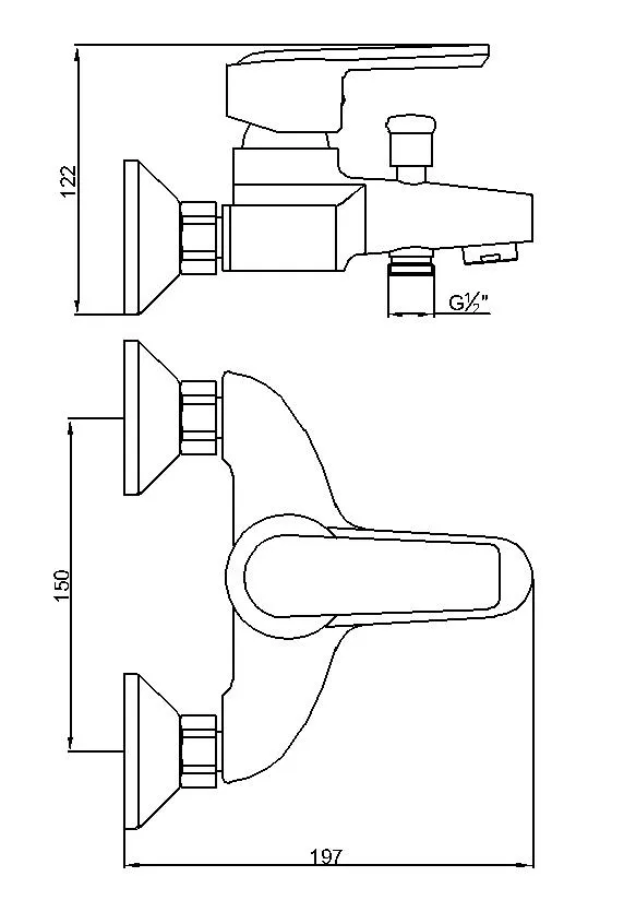 Single Lever Wall Mounted Brass Bath Tub Faucet Mixer