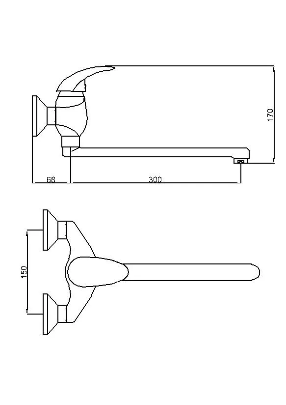 Single Lever Wall Mounted Turnable Spout Kitchen Mixer