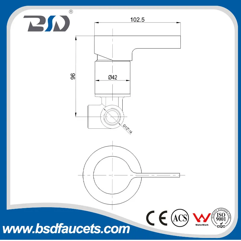 Solid Brass Round Concealed Single Lever Chrome Shower Outlet Faucet
