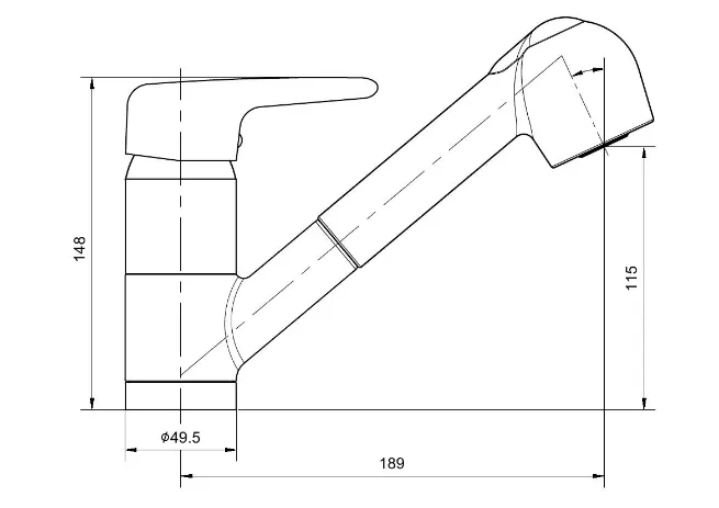 Solid Brass Single Lever Pull out Sprayer Faucet