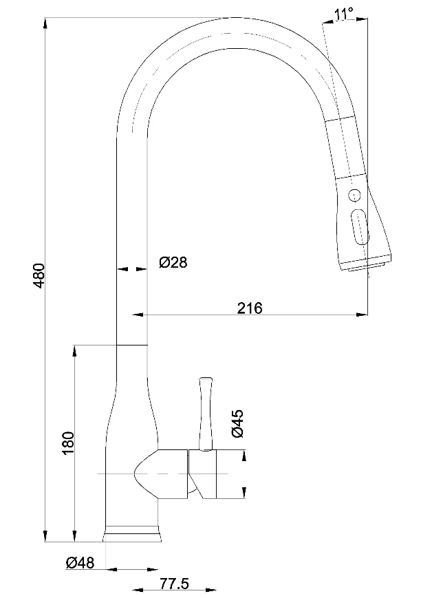 Spring Pull Down Stainless Steel Kitchen Mixer
