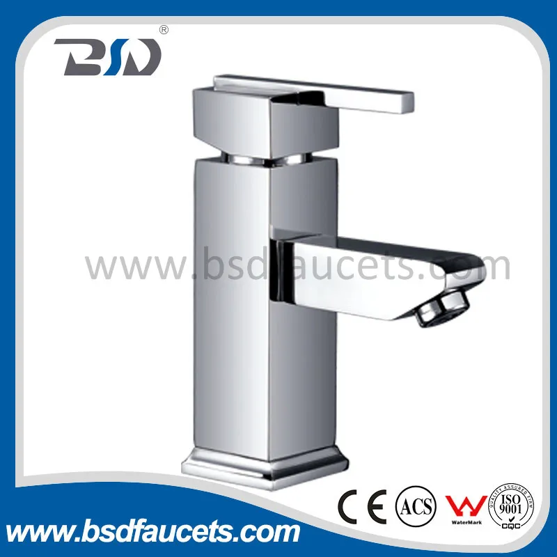 Square Chrome Brass Single Lever Basin Mixer