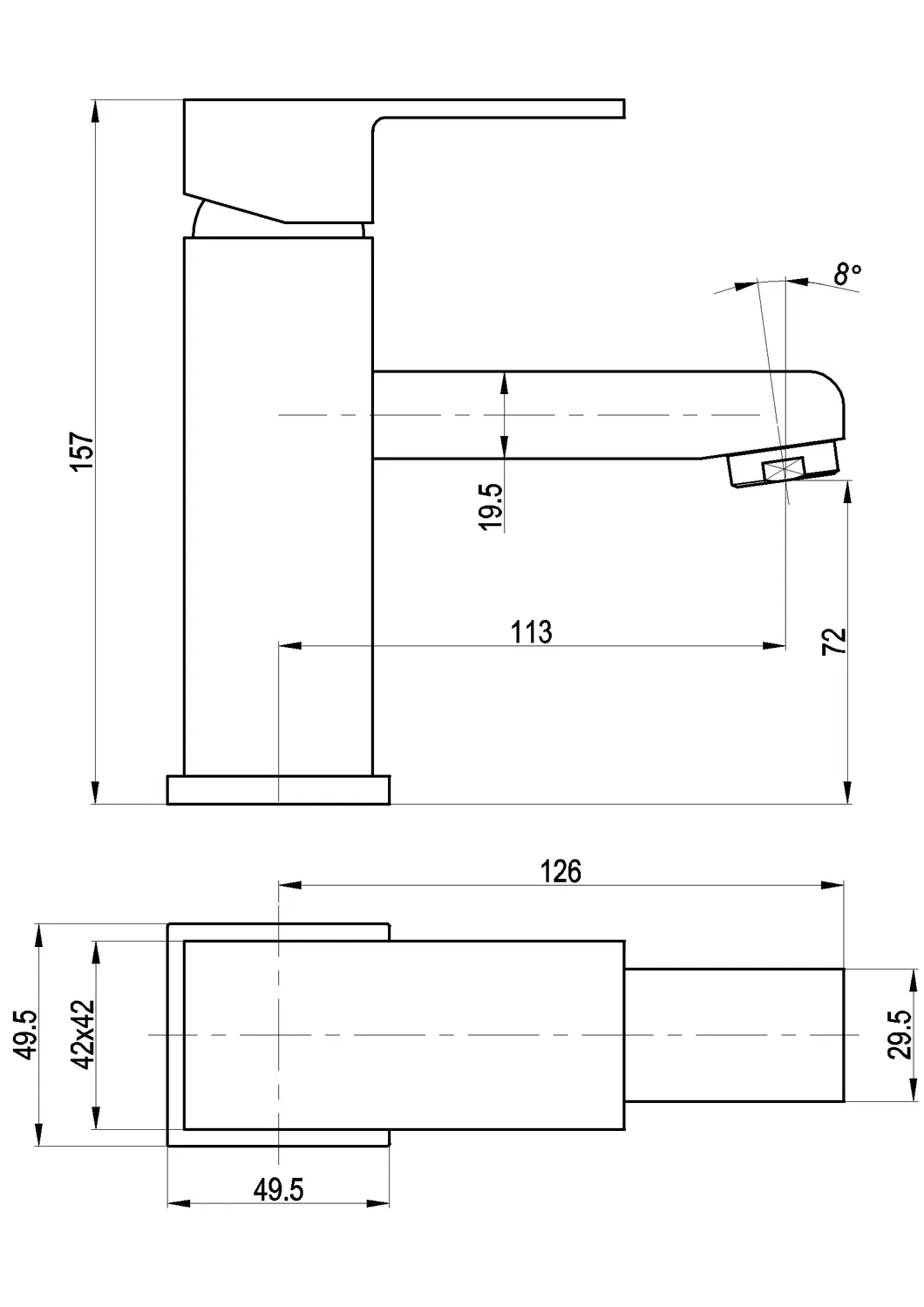 Square Cubic Single Lever Save Water Basin Faucet