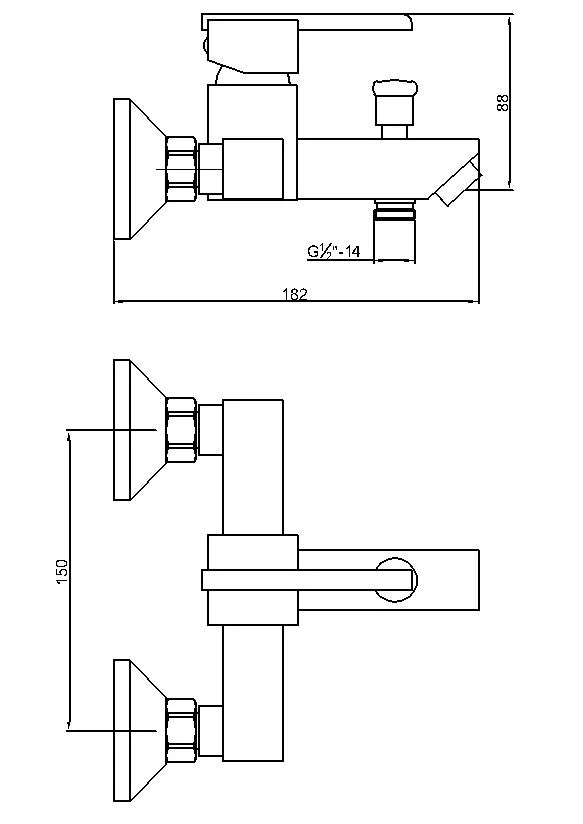 Square Design Lever Handle Bath Shower Mixer