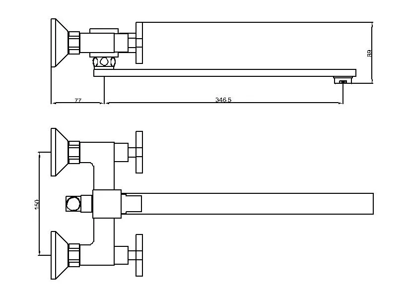 Square Double Cross Handle Bath Mixer