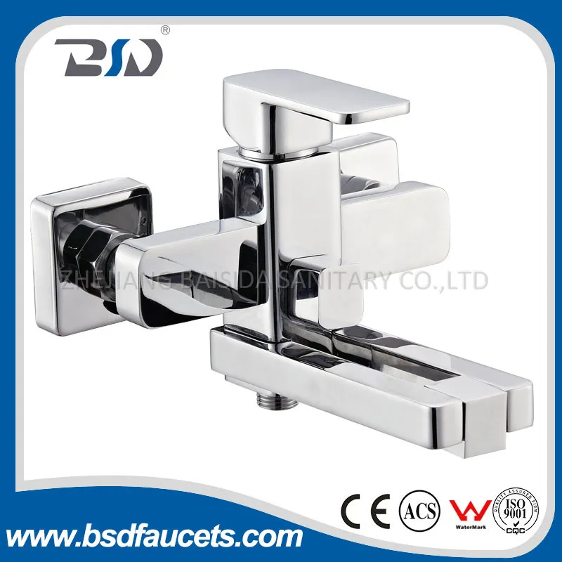 Square Heavy Design Brass Bathroom Bath Shower Faucet Mixer Chrome