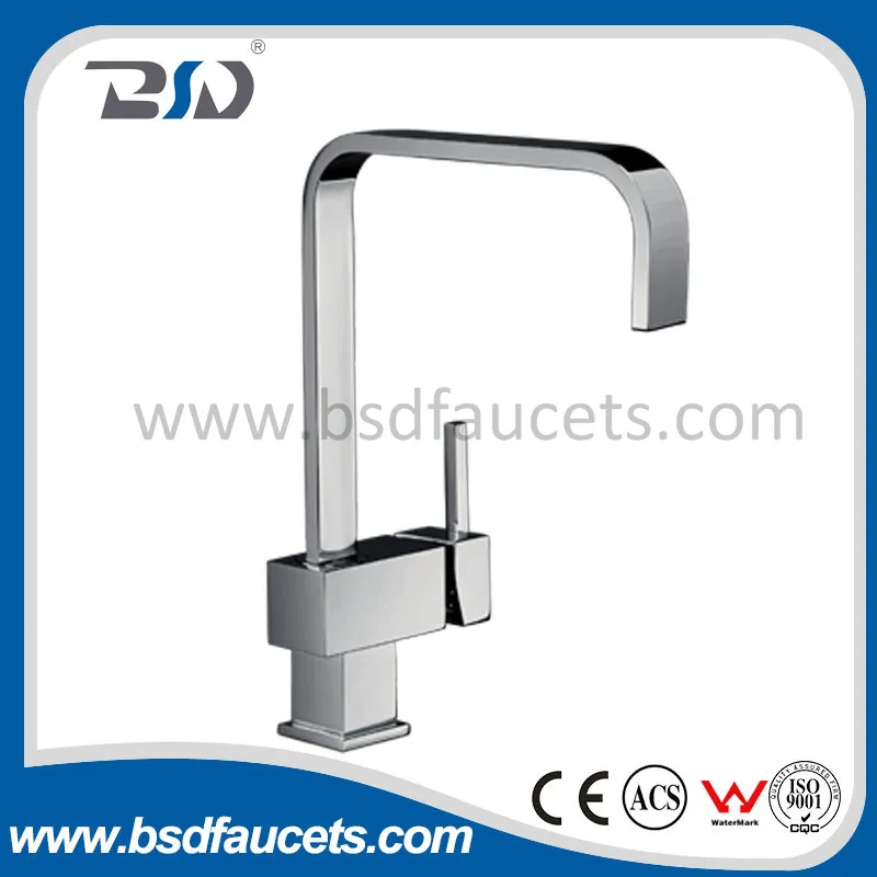 Square Kitchen Faucet Single Handle Single Hole Chrome Sink Mixer