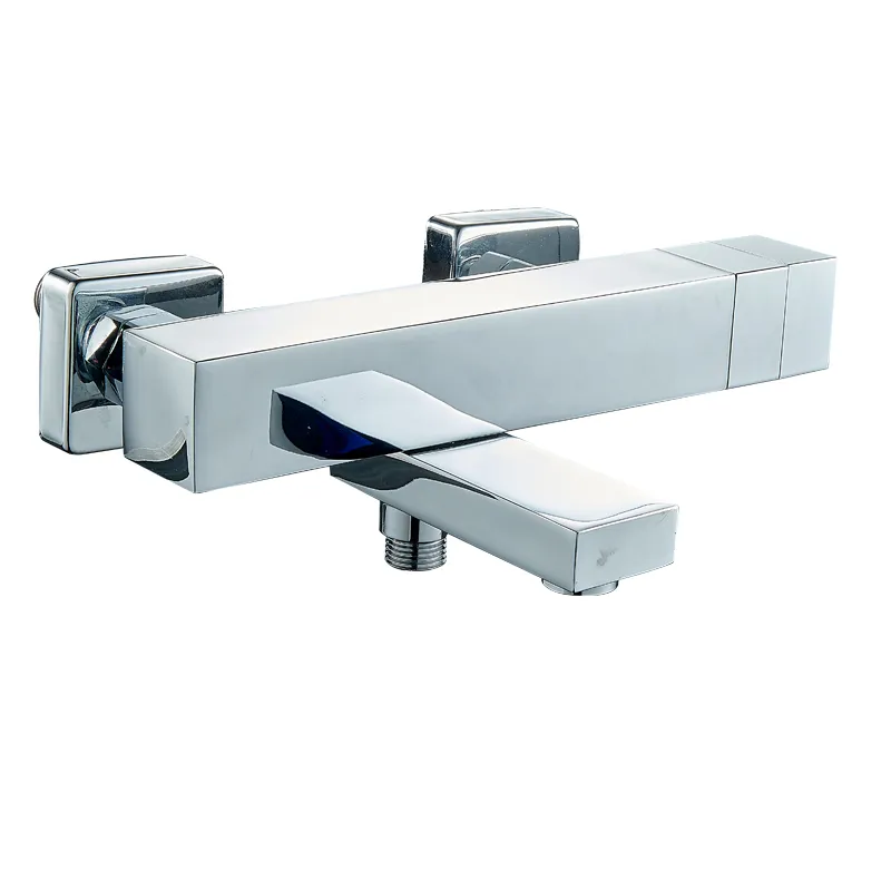 Square Shape Brass Wall Mount Thermostatic Bath Faucet