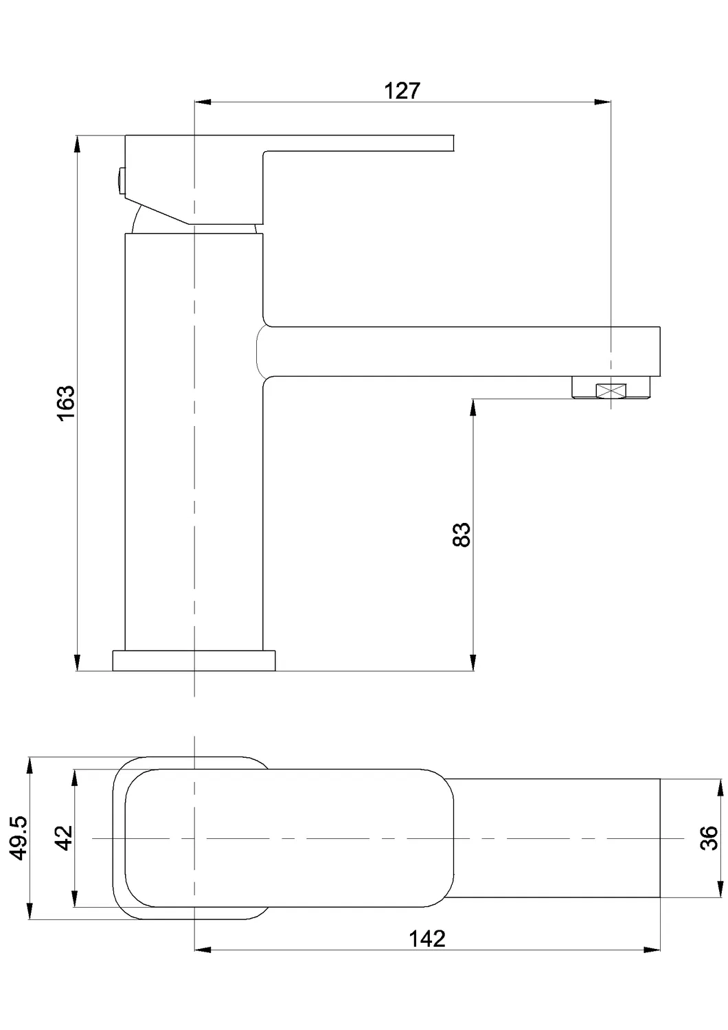 Square Single Lift Handle Washbasin Faucet Mixer