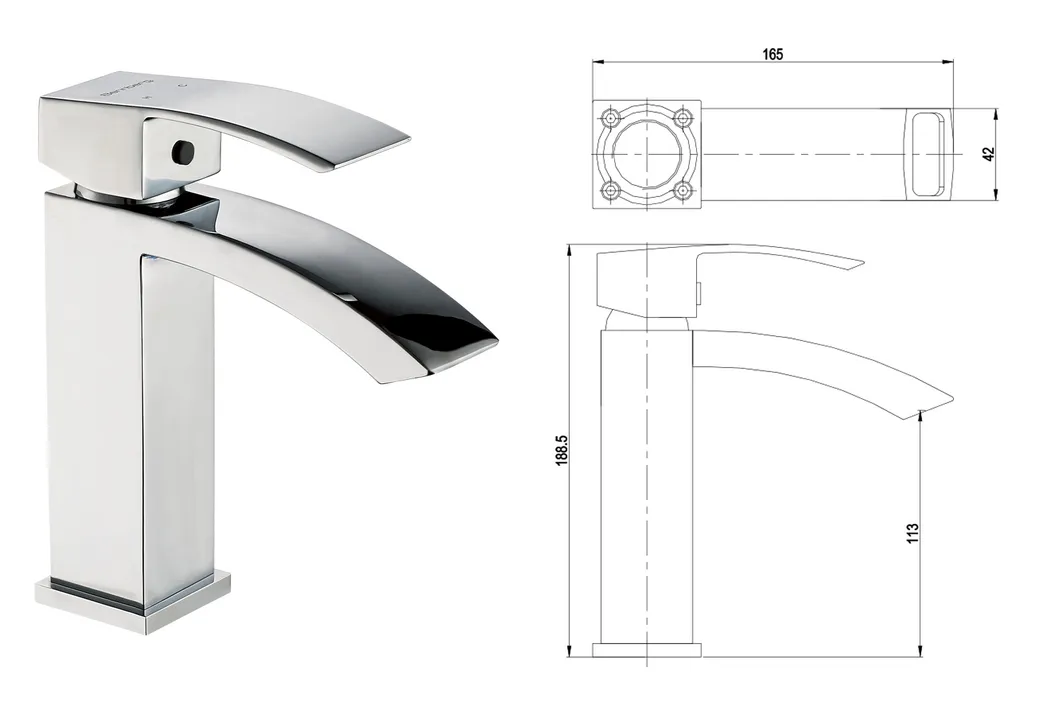 Square Wide Mouth Waterfall Bathroom Basin Cold Hot Water Faucet