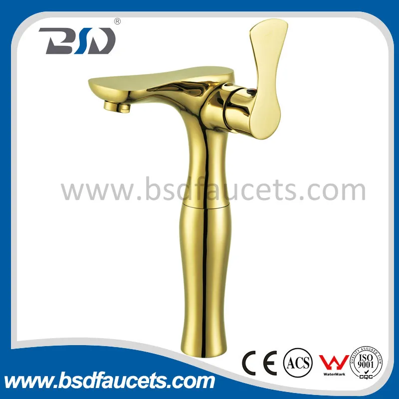 Tall Bathroom Brass Basin Mixer Tap Chromed Golden Sink Faucet