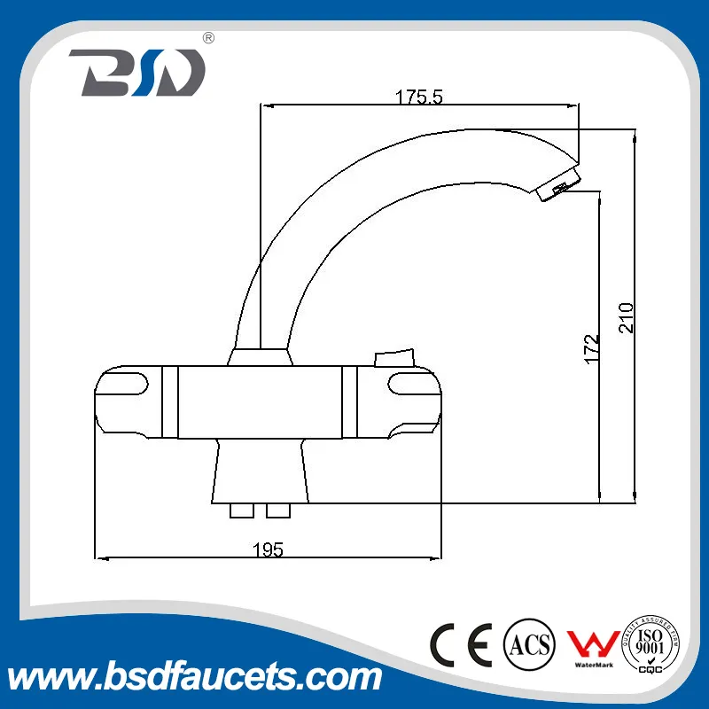 Thermostatic Waterfall Basin Faucet Deck Mounted