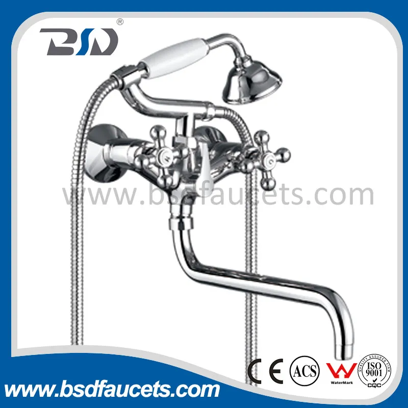 Traditional Bathtub Faucets Chrome Wall Mounted Bath Shower Faucet