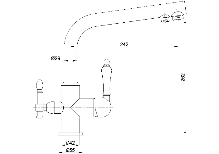 Tri-Flow Copper Pipe 3 Way Purfied Water Drinking Water Faucet