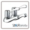 Twin Basin Sink Hot Cold Taps Pair Chrome Bathroom Faucet