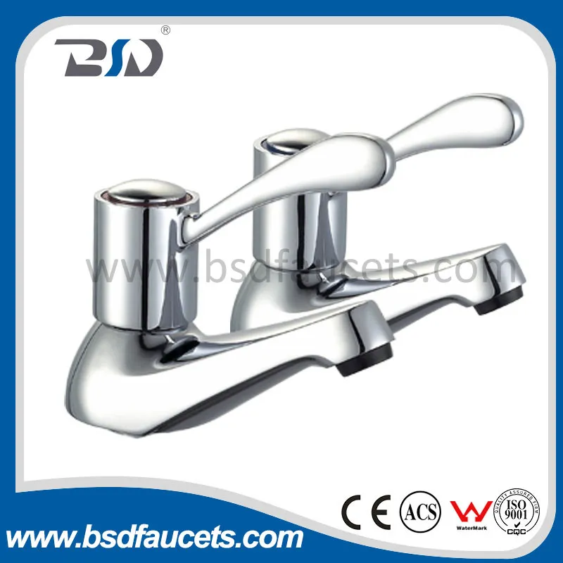 Twin Basin Sink Hot Cold Taps Pair Chrome Bathroom Faucet