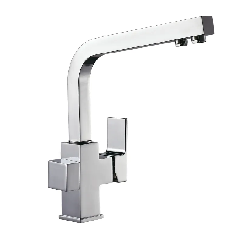 Two Aerators Chrome Plated Two Flow Water Filter Kitchen Faucet