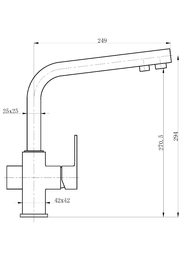 Two Handle Kitchen Sink Water Filter Tri Flow Mixer Faucet